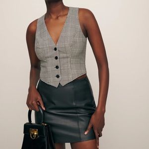 NWT Reformation Devin Vest in Black and White Check